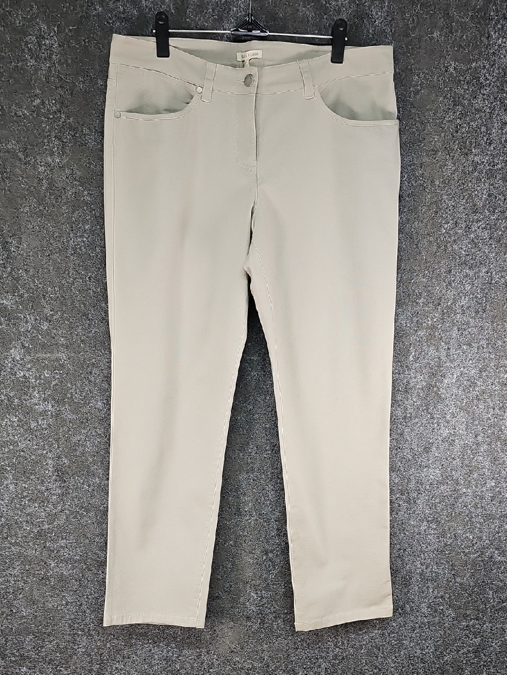 Eileen Fisher Cotton Canvas Stretch, Ankle Jean, Pebble, Size Med, NEW